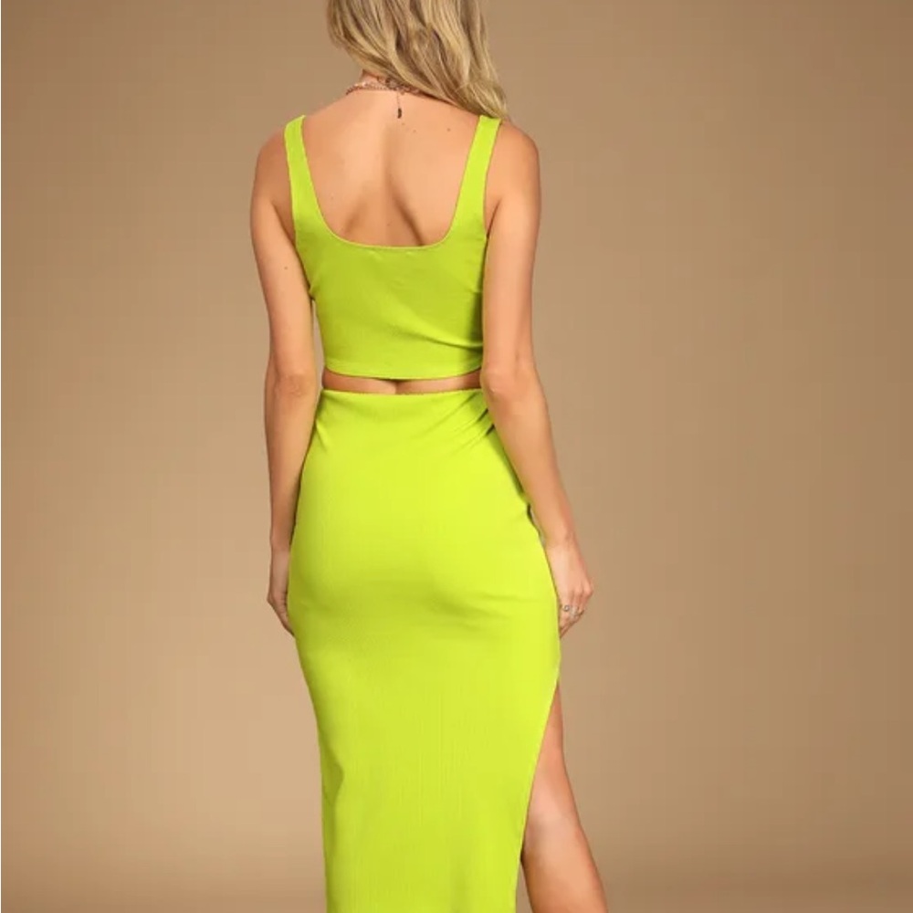 Lulu’s Set For Life Green Ribbed Bodycon Two-Piece Dress - Picture 2 of 7